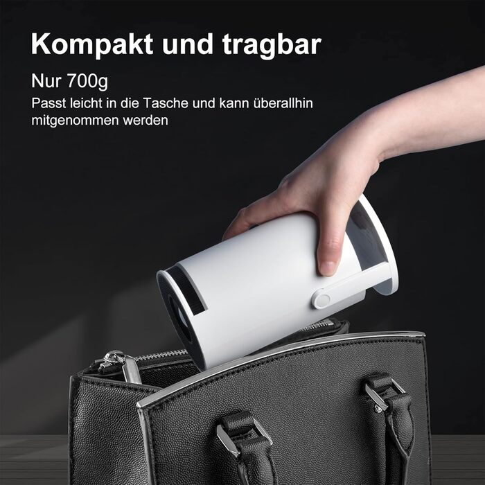 Mini проєктор Salange HY300Pro+: 4K, Wi-Fi 6, Bluetooth 5.2, Android 11.0, для домашнього кінотеатру, обертання 180°, сумісний з Phone/Xbox/Laptop/TV Stick/USB