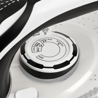 Праска відпарювач Ferrari Ermes G40021: 2500 Вт, керамічна підошва, 340 cc, 150 г/хв, самоочищення, захист від накипу та протікання, 51 мікроотвір, білий/чорний/сірий