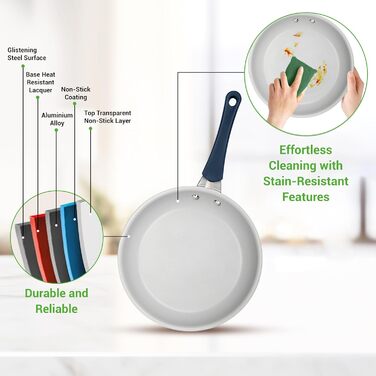 NutriChef 20-Piece Non-Stick Cookware Set, Pots & Pans Set & Baking Pans | PFOA/PFOS-Free | Cookware Set - Induction Pots & Pans, Round Cake Pan, Loaf Pan, Roasting Pan, Muffin Tin, Baking Sheet Marine Blue