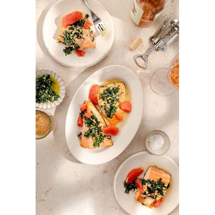 UIBFCWN Porcelain Serving Platter Set of 2, 35.5 X 23.3 cm, Oval Large Serving Tray Set, Ceramic Serving Plates/Dinner Plates for Buffets, Sushi, Cakes, Meat, Fish, Appetizers at Home/in Restaurants
