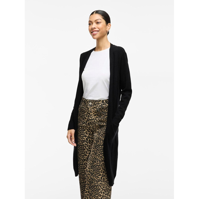Жіночий кардиган Vila Viril Longline XXL чорний (Black) - в'язаний подовжений жакет