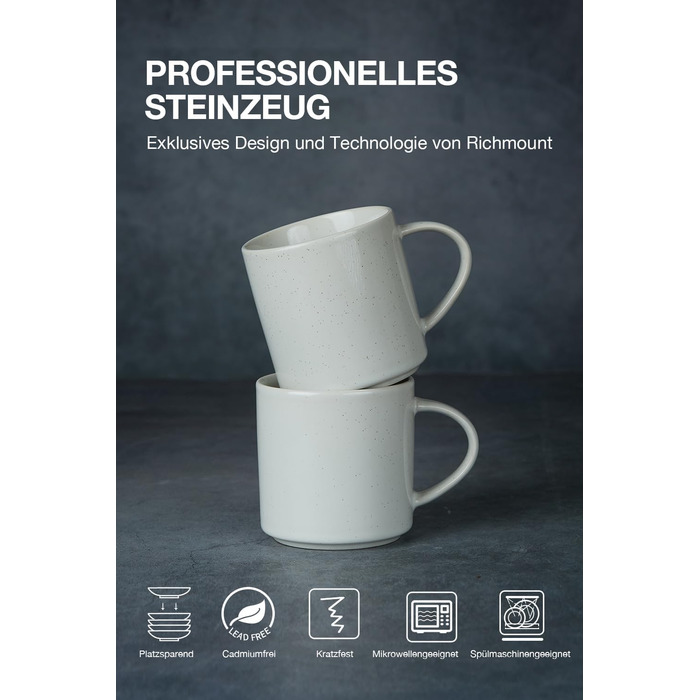 Набір посуду Nebula для 6 осіб, 18-ти частинний: тарілки та миски, керамічний посуд з цвітним малюнком, сервіз, придатний для мікрохвильової печі та посудомийної машини, колір кориця (білий, чашки (355мл 6x))