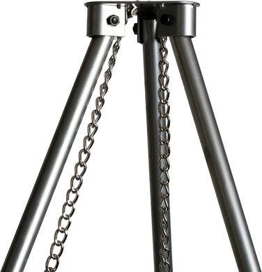 Adjustable-height tripod grill stand including chains, height: 1.40 m, rust-resistant galvanized steel - Without grill grate