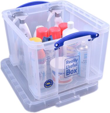 Really Useful 35C Plastic Storage Box - Lightweight, Robust, Stackable - 35 Liters - 480 x 390 x 310 mm - Transparent