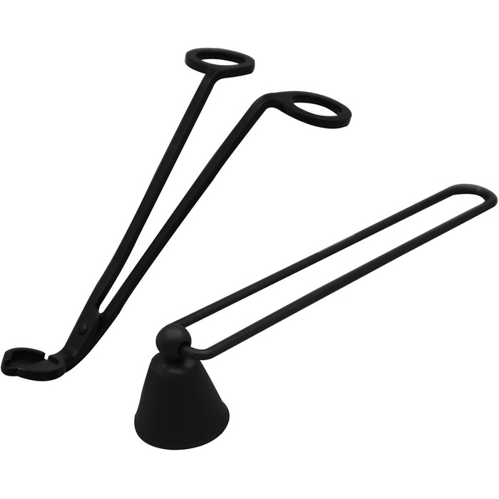 Viscacha candle snuffer and wick trimmer with long handle, matte black, stainless steel