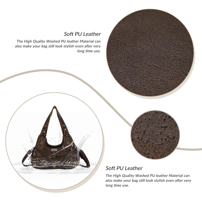 Сумка жіноча Angel Kiss Hobo через плече з PU шкіри, коричнева (801) - багато відділень