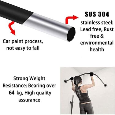 Штанга для душу без свердління, чорна, 70-95x105-165 см, з кільцями для душу (з нержавіючої сталі)