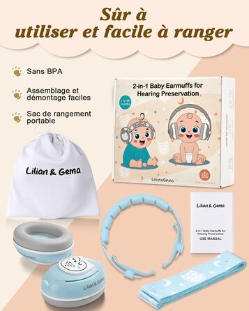 Навушники для захисту від шуму Lilian&Gema для немовлят (25dB), блакитні