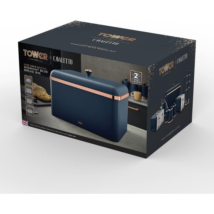 Cavaletto Brotkasten-Aufbewahrung T826130BLK: Набір для зберігання хліба, карбонова сталь, знімний кришка, 23 x 35 x 24 см, Midnight Blue