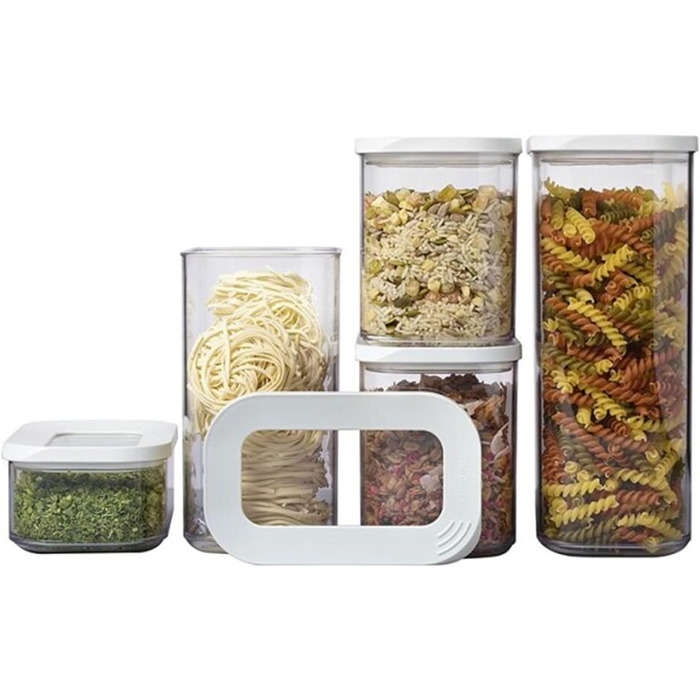 Mepal 5-Piece Storage Container Set with Lids - Rectangular Food Containers - Plastic Kitchen Organizer - Airtight Storage Containers - 1x 2000 ml, 1x 1500 ml, 2x 1000 ml & 1x 425 ml - White