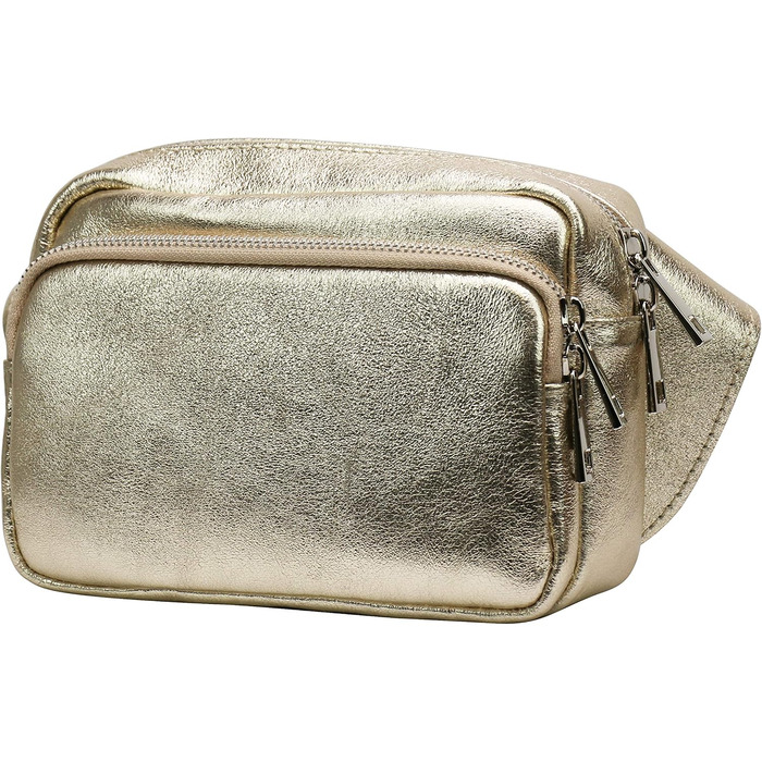 Сумка на пояс з натуральної шкіри для жінок та чоловіків Jisoo G412 (Золота)