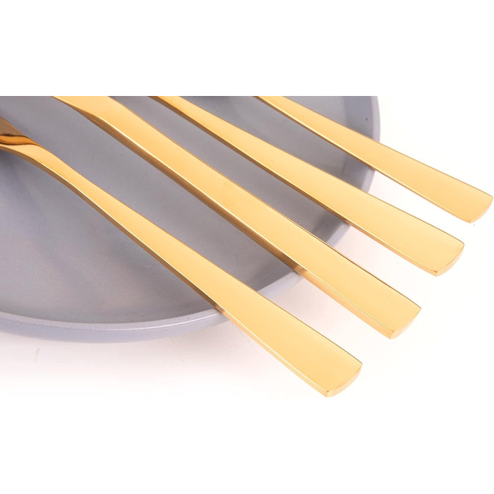 Otto Koenig 30-Piece Cutlery Set, Service for 6, Gold Stainless Steel Cutlery Set, Includes Knives, Forks, Spoons, and Coffee Spoons, High Quality, Modern Design, Dishwasher Safe, High Gloss Finish, Corrosion Resistant