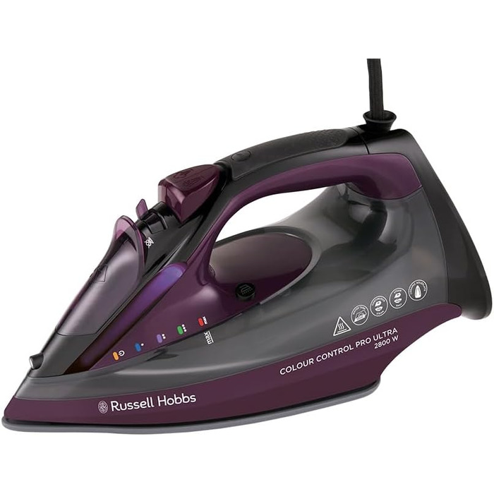 Russell Hobbs Steam Iron, Ceramic Non-Stick Sole, 195g Steam Shot, 50g Variable Steam, 380ml Water Tank, Self-Cleaning, Anti-Scale & Anti-Drip Function, Indicator Light, 2800W, 27281-56