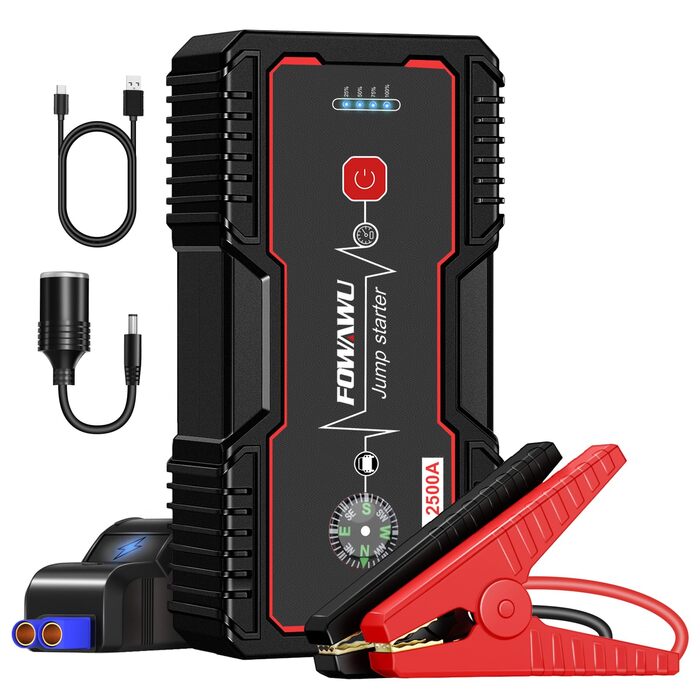 Бустерумулятор FOWAWU 2500A 22800mAh для автомобіля (бензин до 8л, дизель до 6.5л), пусковий пристрій для авто