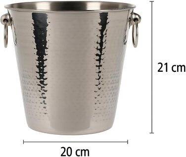 Охолоджувач для шампанського та вина з нержавіючої сталі Bambelaa, великий емальований еimer, срібний (діаметр 20 см)