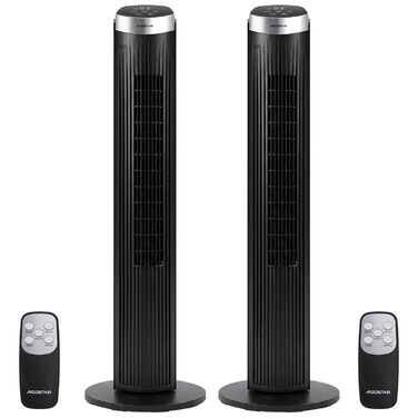 Вентилятор Tower Aigostar Harbor з пультом, 4 режими, 12 год таймер, 65° осциляція, 45W, чорний (2 шт)