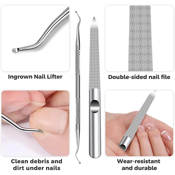 Манікюрний інструмент для догляду за нігтями для людей похилого віку та чоловіків з товстими нігтями, 16 мм/37 мм, професійний, срібний