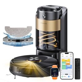 Робот-пилосос Proscenic Q20Plus з функцією миття, 10000Pa, 200хв, бездротовий, з автоматичним випорожненням, 3-в-1 для шерсті тварин, килимів та твердих поверхонь, чорний