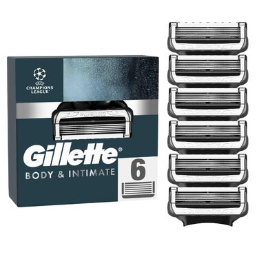 Змінні леза для бритви Gillette Body & Intimate, чорні, 6 шт. в упаковці