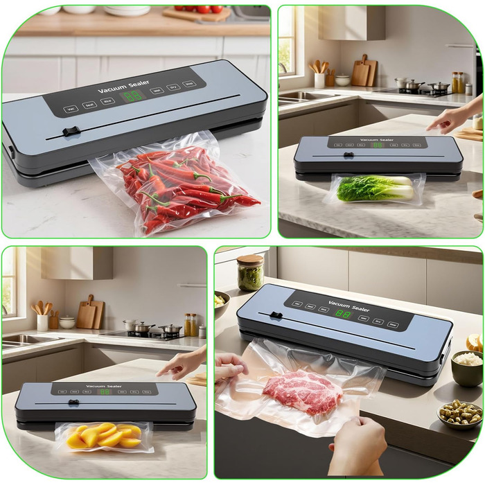 Вакуумний пакувальник Großcat з 50 пакетами, апарат для пакування продуктів харчування з різаком та цифровим таймером для кухні та ресторану