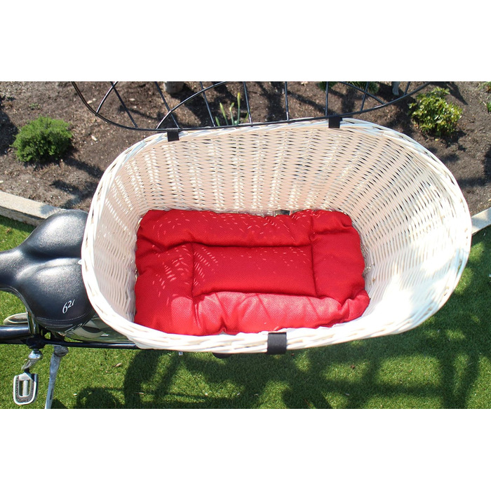 Корзина для собак на багажник Marcus Hundefahrradkorb XXL з плетіння з лози та металевою сіткою, з подушкою