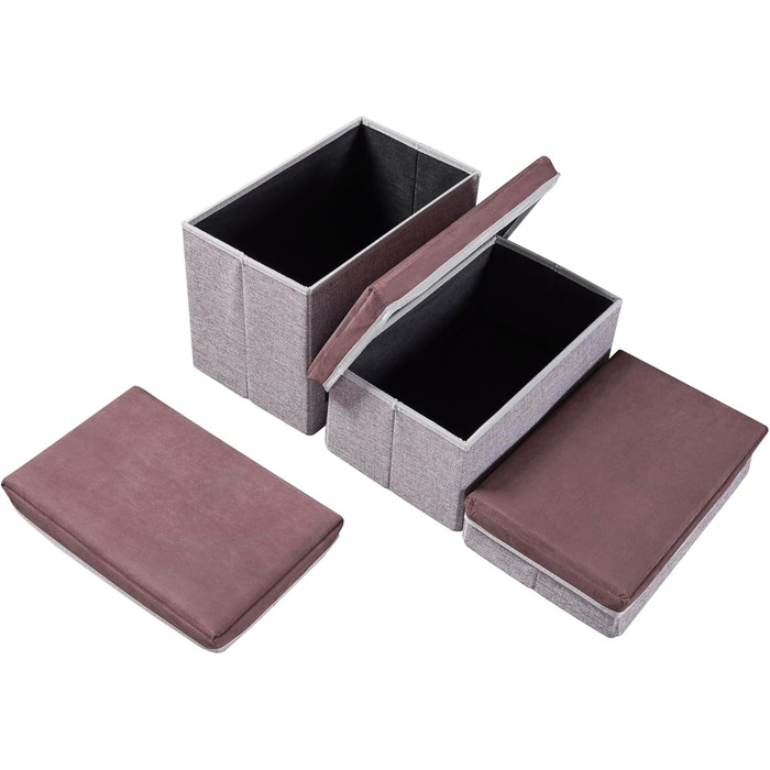 Сходинка для собак en.casa Vojens: 3-ступенева пандус для маленьких собак, котів, для ліжка та дивану, складна, 30 см висота, 75 x 40 x 30 см, коричневий/сірий