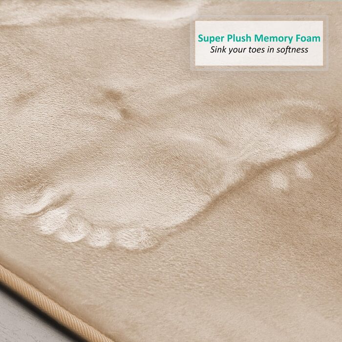 Килимок для ванної кімнати Clara Clark з велюрової піни Memory Foam, антиковзаючий, 2 шт. (17x24 + 20x32 см, кремовий)