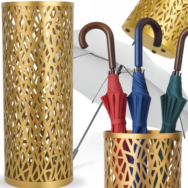 Металевий підставка для парасольок золотистого кольору, кругла, 42 см