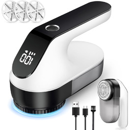 Електричний видалення ворсу Maxtachi - бездротовий зніматич ворсу для одягу з LED-дисплеєм, 6-клинковий ніж, для всіх тканин, чорний