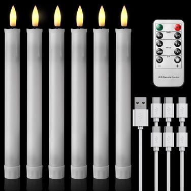 EXTSUD 6er LED Pillar Candles Rechargeable LED Pillar Candles with Timer and Remote Control Soft Silicone Wax Core, Unique Tear-Drop Design LED Candles for Living Room, Wedding, Dining Table, and Garden Party