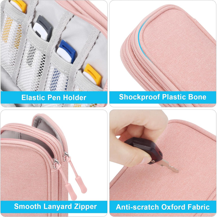 Органайзер для аксесуарів Lacdo: чохол для флешки, кабелів, USB-накопичувачів (рожевий)