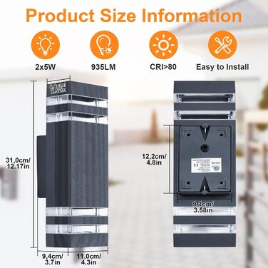 LED вуличне освітлення CELAVY - вуличний світильник на стіну, Up Down, GU10, IP65, 3000K, сірий (2 шт.)
