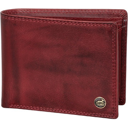 Fa. Volmer® Leather Wallet for Men with RFID Protection - Extra-Stable Double Stitch - 6 Card Slots - Landscape Format (Bordeaux Red)