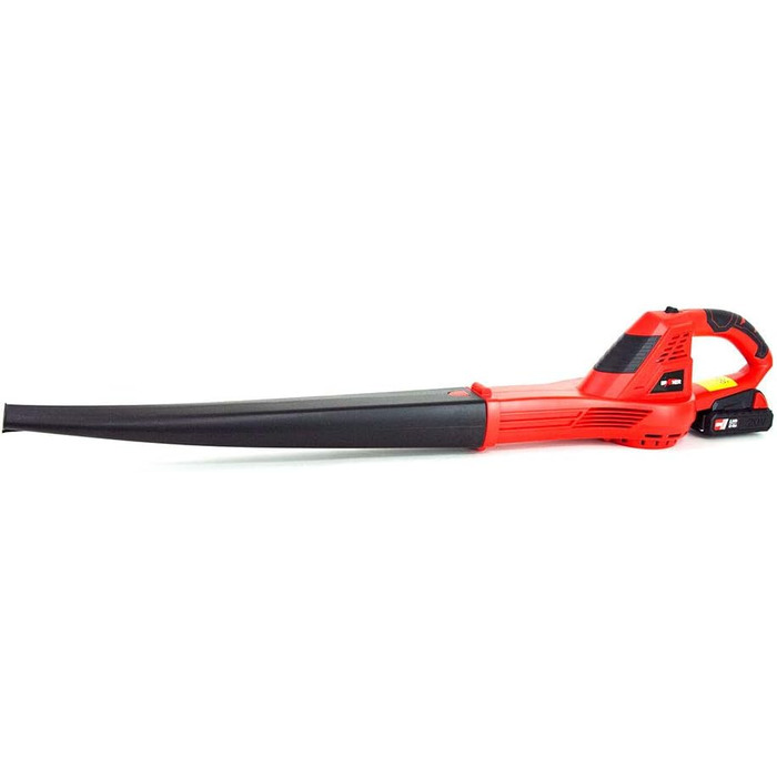 Grafner cordless leaf blower with 20-volt lithium-ion battery and quick charger, 200 km/h blowing speed, anti-vibration handle, compact and handy design, powerful airflow in red
