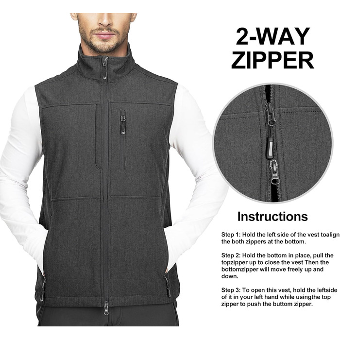 Чоловіча жилетка Softshell 33,000ft: водонепроникна, без рукавів, з флісовою підкладкою, темно-сіра