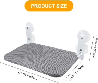 Підвісна лежанка для котів, гамак з 4 присосками, сірий, 45 x 30 см