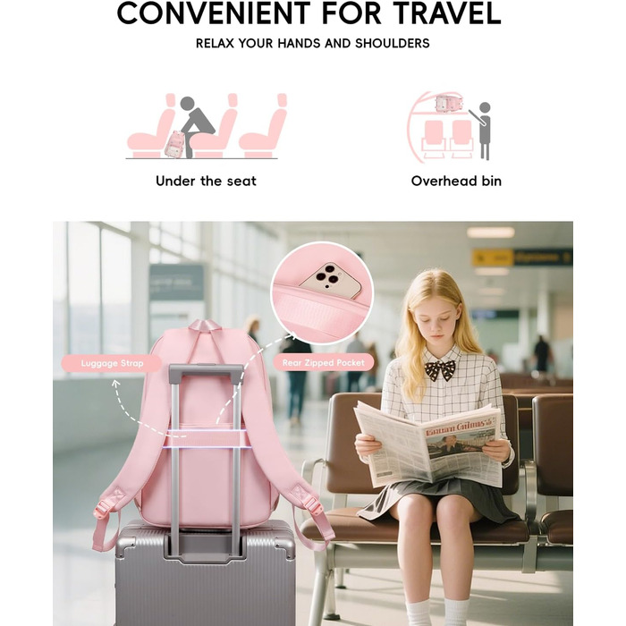 Рюкзак Tanou для дівчаток, шкільний набір: рюкзак, сумка через плече та пенал, casual рюкзак для школи, рожевий