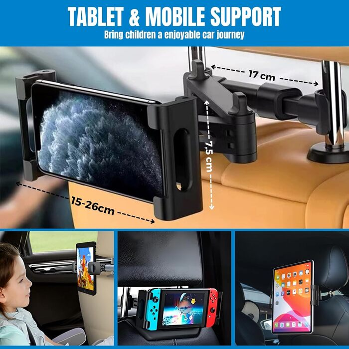 Універсальний автомобільний тримач для планшета та смартфона MAGIC SELECT S8513 на підголівник, 360° обертання, для пристроїв 5,5-10 дюймів