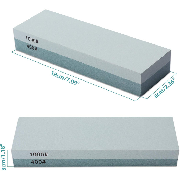 Точильний камінь Messerschärfstein 400/1000 для ножів, кухонних інструментів, мисливських ножів, з гумовою основою