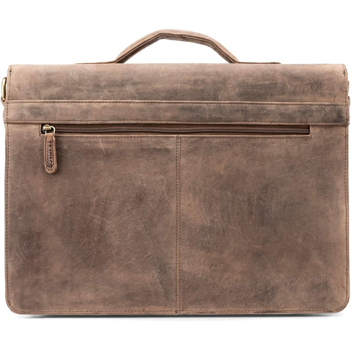Сумка для ноутбука LEABAGS шкіряна чоловіча Vintage Graubraun до 15 дюймів з ременем через плече