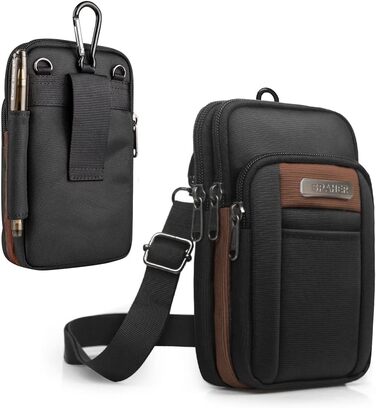 Чоловіча сумка через плече SPAHER: компактна, для телефону, через плече, на пояс, для подорожей (коричнева)