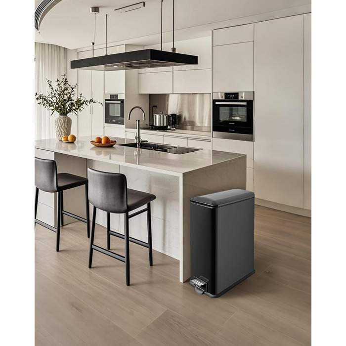 Сміттєвий бак для кухні 30 літрів, вузький, з м'яким закриттям, з педаллю, зелений