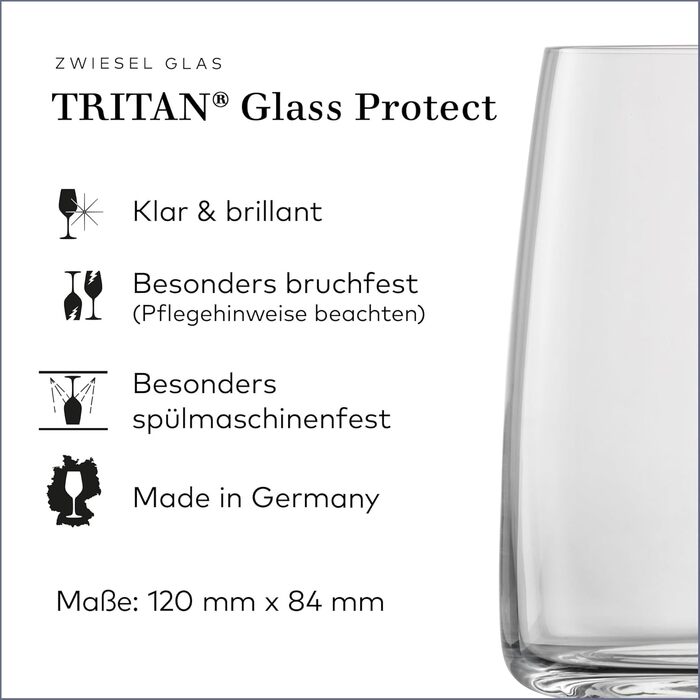 Zwiesel Glas Universalbecher Vivid Senses (4-piece set), versatile drinking glasses, dishwasher-safe Tritan crystal glasses, Made in Germany (Art.-Nr. 122425)