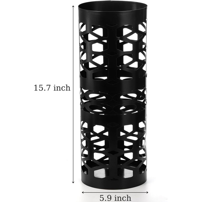 ZENFUN Metal Umbrella Stand - Freestanding Umbrella Holder for Entryway, Home, Office, Hotel - Black, 15x15x40 CM