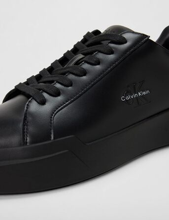 Чоловічі кросівки Calvin Klein Cupsole з товстою підошвою, шнурівка, шкіра, чорний колір, 43 EU