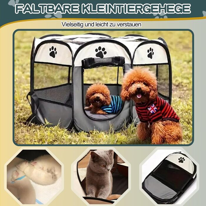 Складана вольєр для цуценят та котів 74x74x43 см - сірий. Підходить для собак, котів, кроликів.