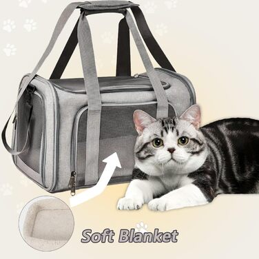 Транспортна сумка для кота, 5 кг, складана переноска для кота з плечовим ременем, переноска для котів та собак, сіра (L)