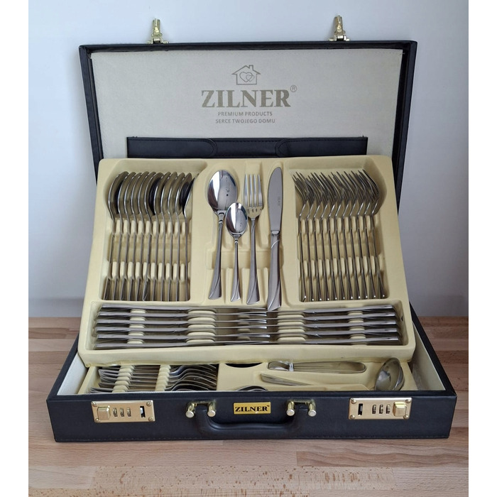 Набір столових приборів Zilner у кейсі, 72 предмети