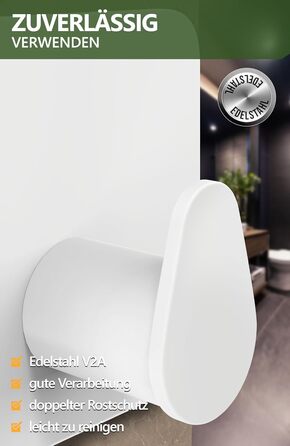 Набір гачків для рушників 4smile, 6 шт. без свердління, з нержавіючої сталі, для ванної кімнати, водонепроникні, самоклеючі