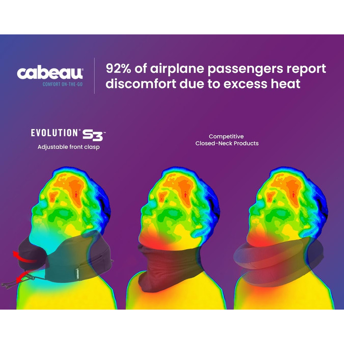 Дорожня подушка Cabeau Evolution S3 з ременями для кріплення до сидіння літака, підтримка шиї, ортопедична з м'якої пам'ятної піни, швидковисихаюча тканина, індиго